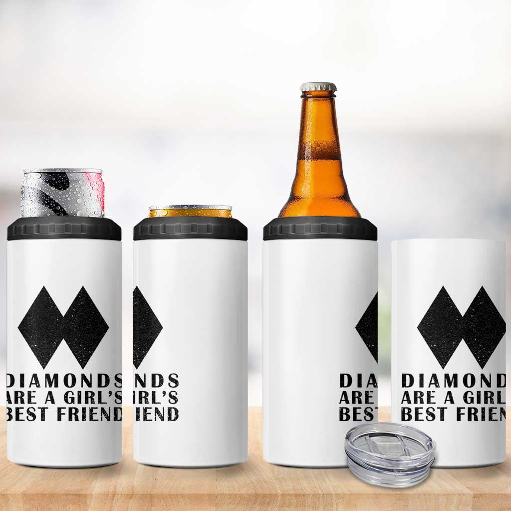 Funny Skiing Snowboarding 4 in 1 Can Cooler Tumbler Diamonds Are A Girls Best Friend