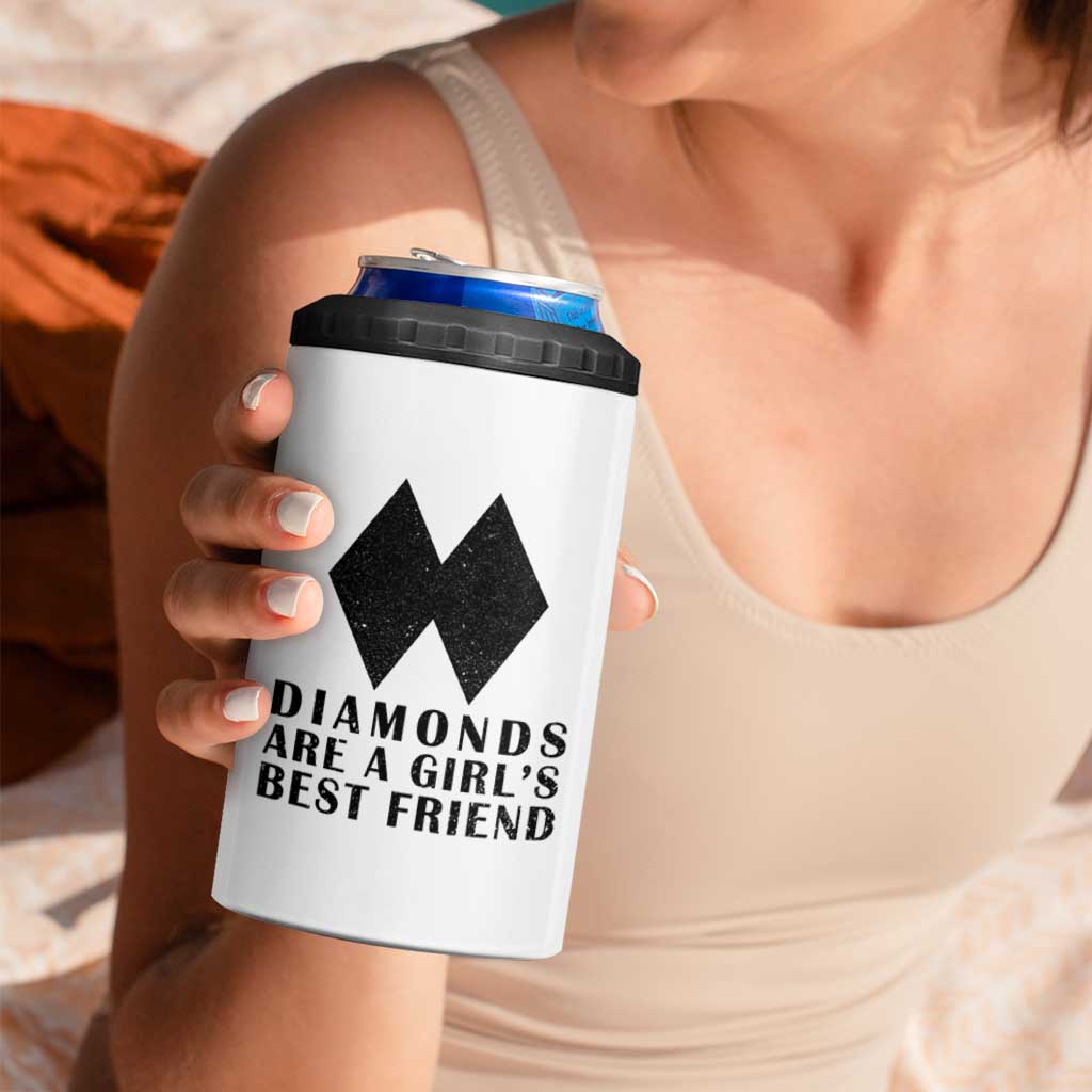 Funny Skiing Snowboarding 4 in 1 Can Cooler Tumbler Diamonds Are A Girls Best Friend