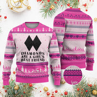 Funny Skiing Snowboarding Ugly Christmas Sweater Diamonds Are A Girls Best Friend
