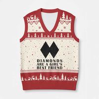 Funny Skiing Snowboarding V-Neck Knit Sweater Vest Diamonds Are A Girls Best Friend