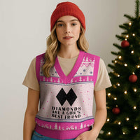 Funny Skiing Snowboarding V-Neck Knit Sweater Vest Diamonds Are A Girls Best Friend