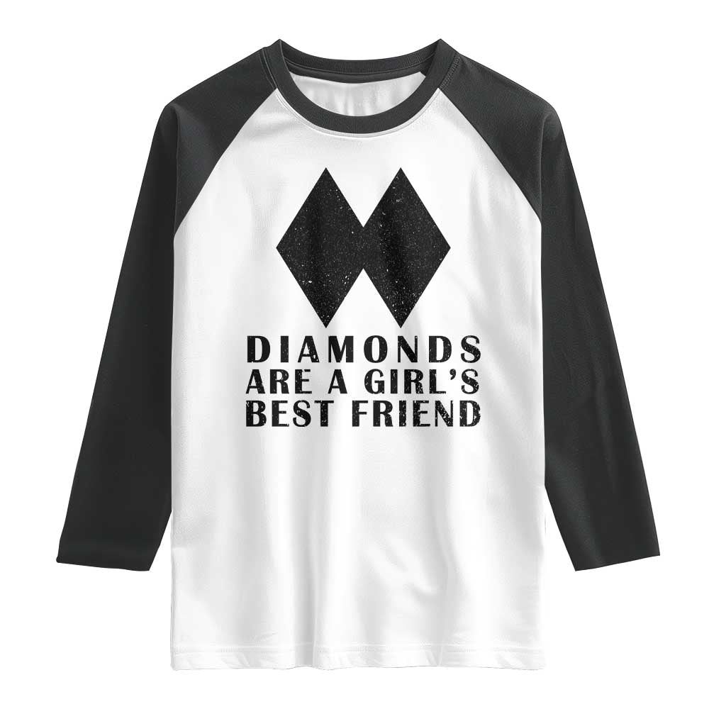 Funny Skiing Snowboarding Raglan Shirt Diamonds Are A Girls Best Friend