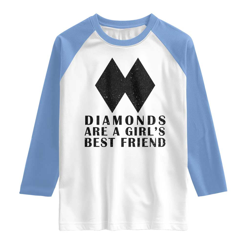 Funny Skiing Snowboarding Raglan Shirt Diamonds Are A Girls Best Friend