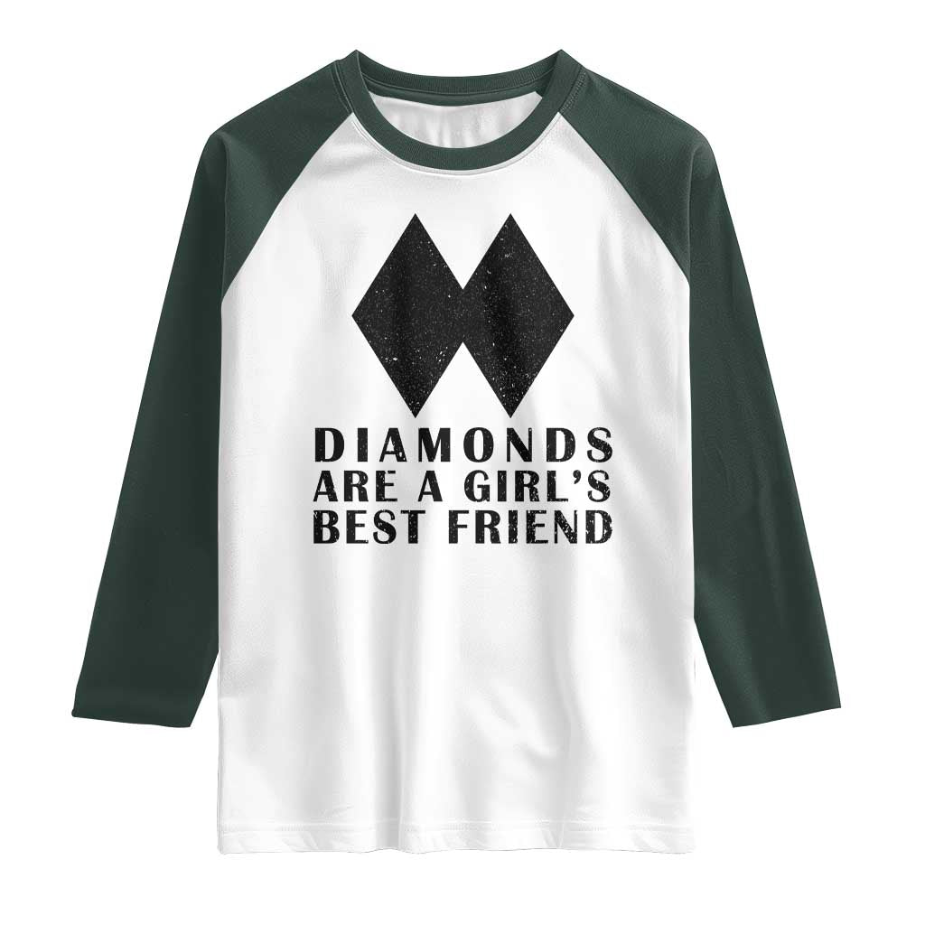 Funny Skiing Snowboarding Raglan Shirt Diamonds Are A Girls Best Friend