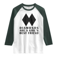 Funny Skiing Snowboarding Raglan Shirt Diamonds Are A Girls Best Friend
