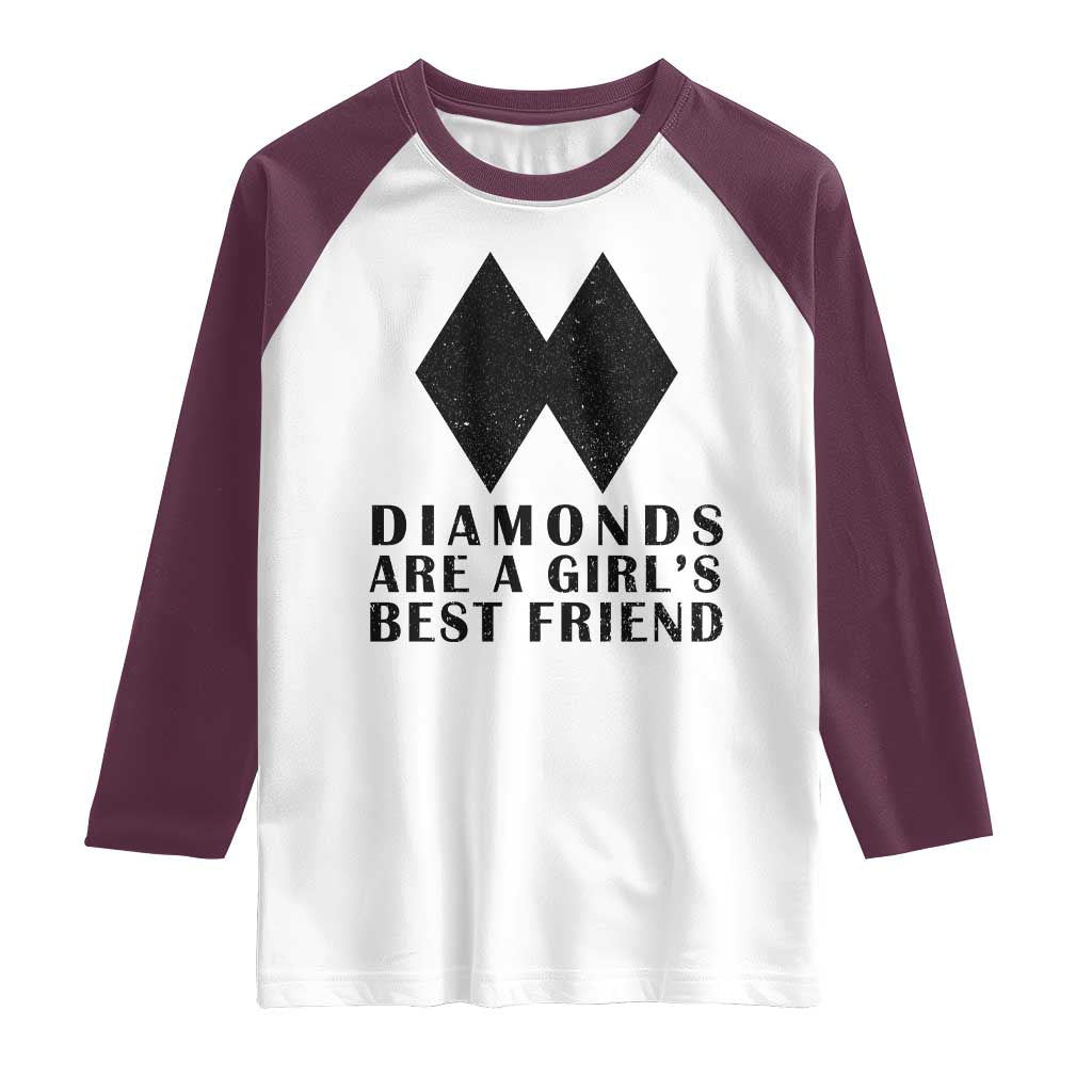 Funny Skiing Snowboarding Raglan Shirt Diamonds Are A Girls Best Friend