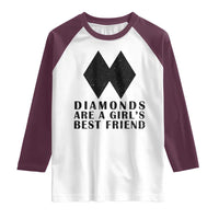Funny Skiing Snowboarding Raglan Shirt Diamonds Are A Girls Best Friend