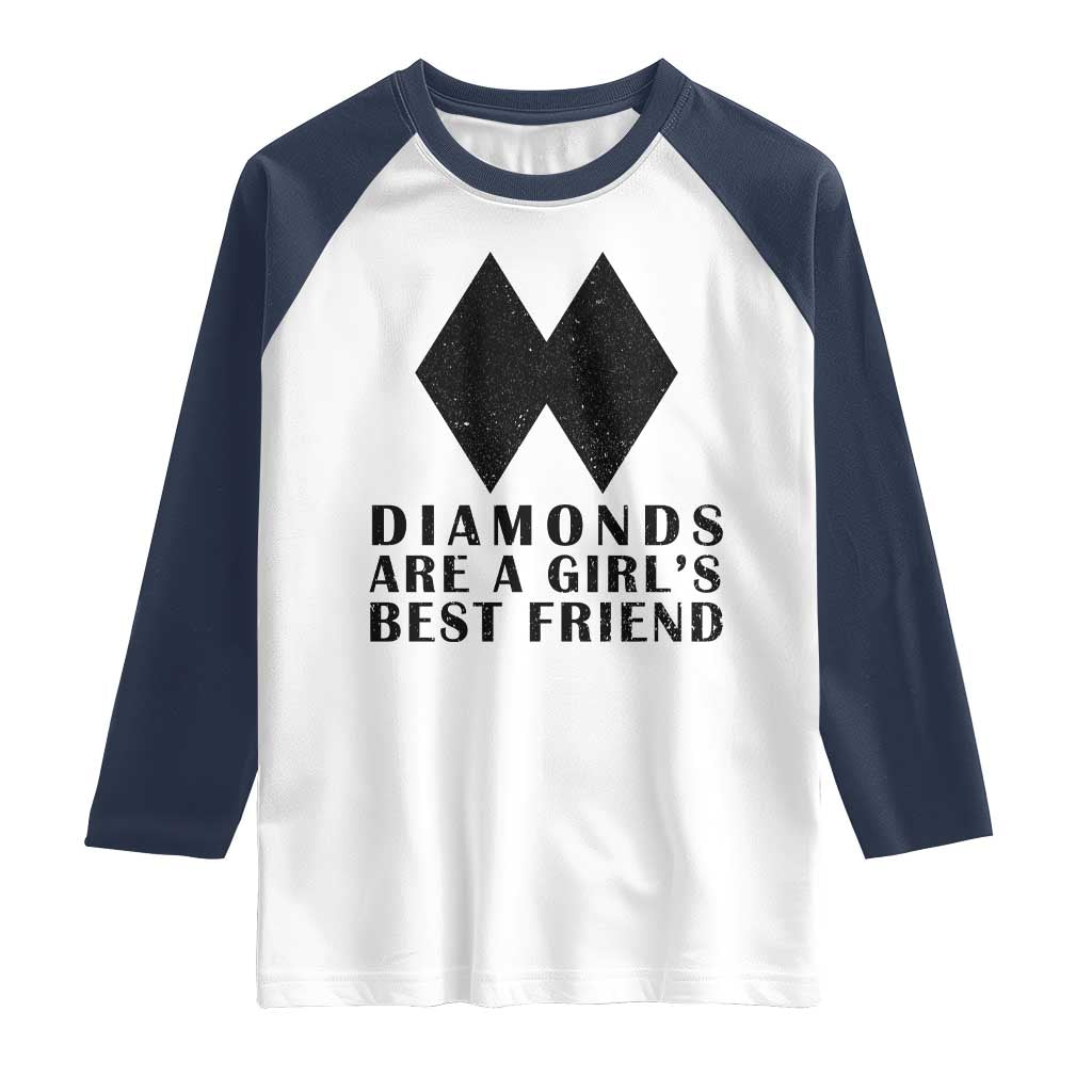 Funny Skiing Snowboarding Raglan Shirt Diamonds Are A Girls Best Friend