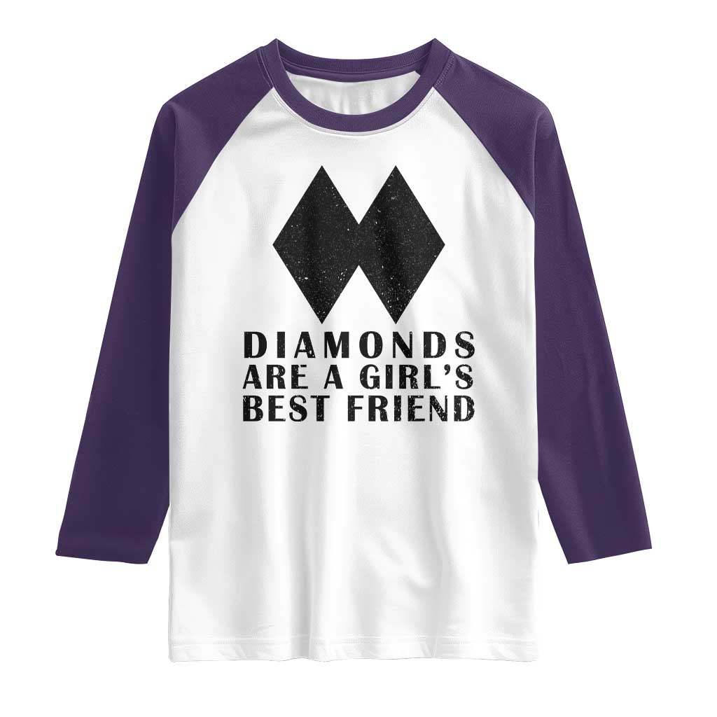 Funny Skiing Snowboarding Raglan Shirt Diamonds Are A Girls Best Friend