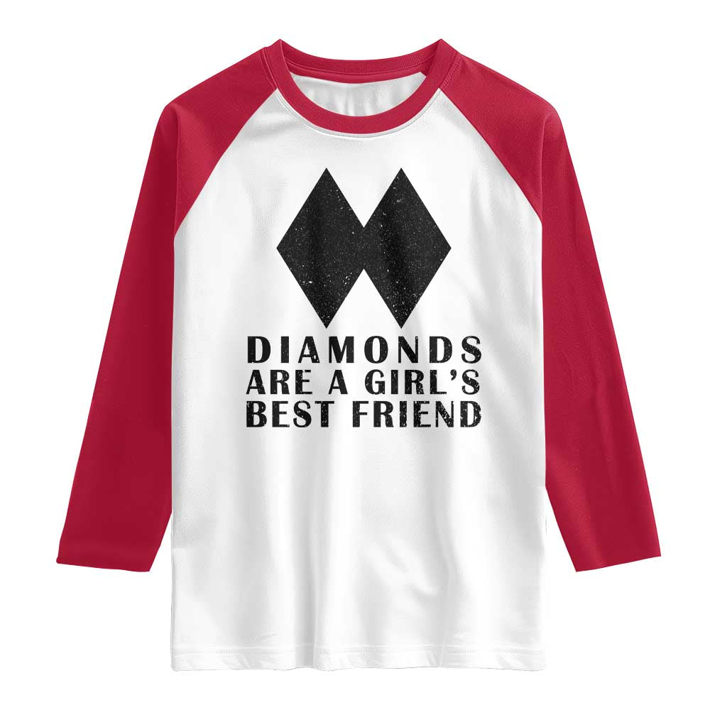 Funny Skiing Snowboarding Raglan Shirt Diamonds Are A Girls Best Friend
