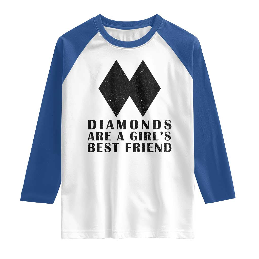 Funny Skiing Snowboarding Raglan Shirt Diamonds Are A Girls Best Friend