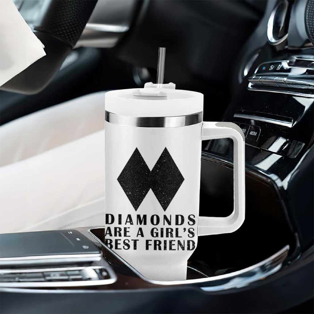 Funny Skiing Snowboarding Tumbler With Handle Diamonds Are A Girls Best Friend