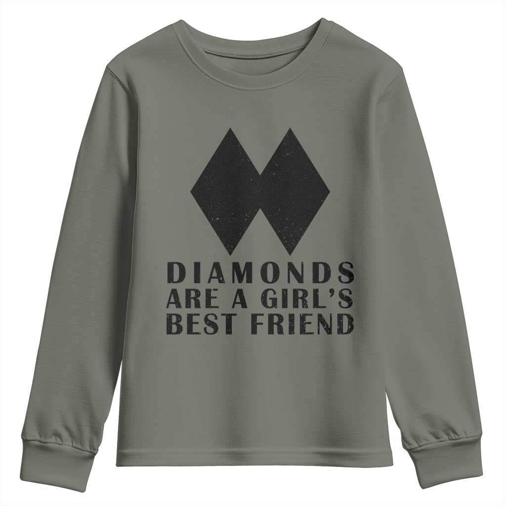 Funny Skiing Snowboarding Youth Sweatshirt Diamonds Are A Girls Best Friend