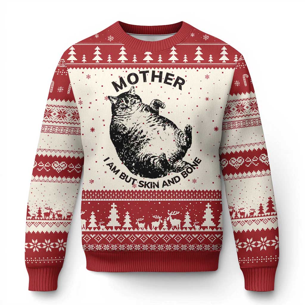 Funny Cat Mother I Am But Skin And Bone Ugly Christmas Sweater - Wonder Print Shop