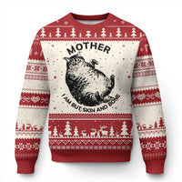 Funny Cat Mother I Am But Skin And Bone Ugly Christmas Sweater - Wonder Print Shop
