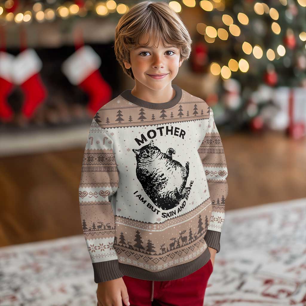 Funny Cat Mother I Am But Skin And Bone Ugly Christmas Sweater - Wonder Print Shop