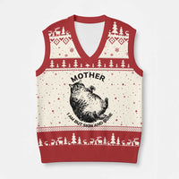 Funny Cat Mother I Am But Skin And Bone V-Neck Knit Sweater Vest - Wonder Print Shop