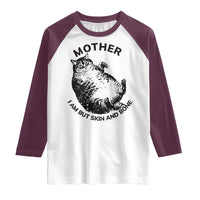 Funny Cat Mother I Am But Skin And Bone Raglan Shirt - Wonder Print Shop