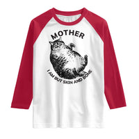Funny Cat Mother I Am But Skin And Bone Raglan Shirt - Wonder Print Shop