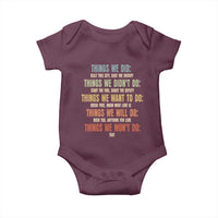 Funny 80s 90s Music Lover Baby Onesie Things We Did Didnt Want Will Wont Do - Wonder Print Shop
