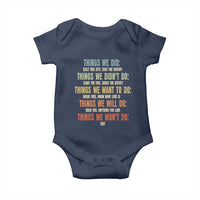 Funny 80s 90s Music Lover Baby Onesie Things We Did Didnt Want Will Wont Do - Wonder Print Shop