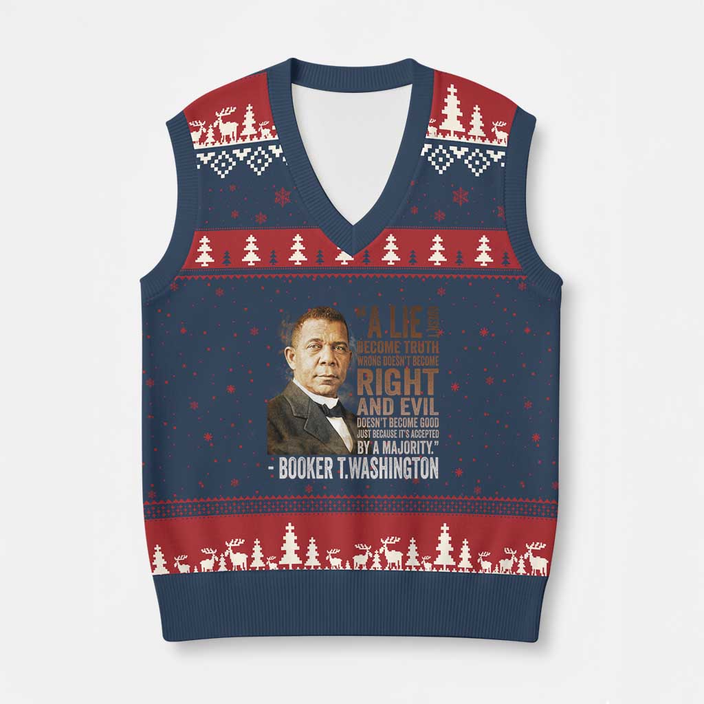 Booker Taliaferro Washington V-Neck Knit Sweater Vest A Lie Doesn't Become Truth Black History Month