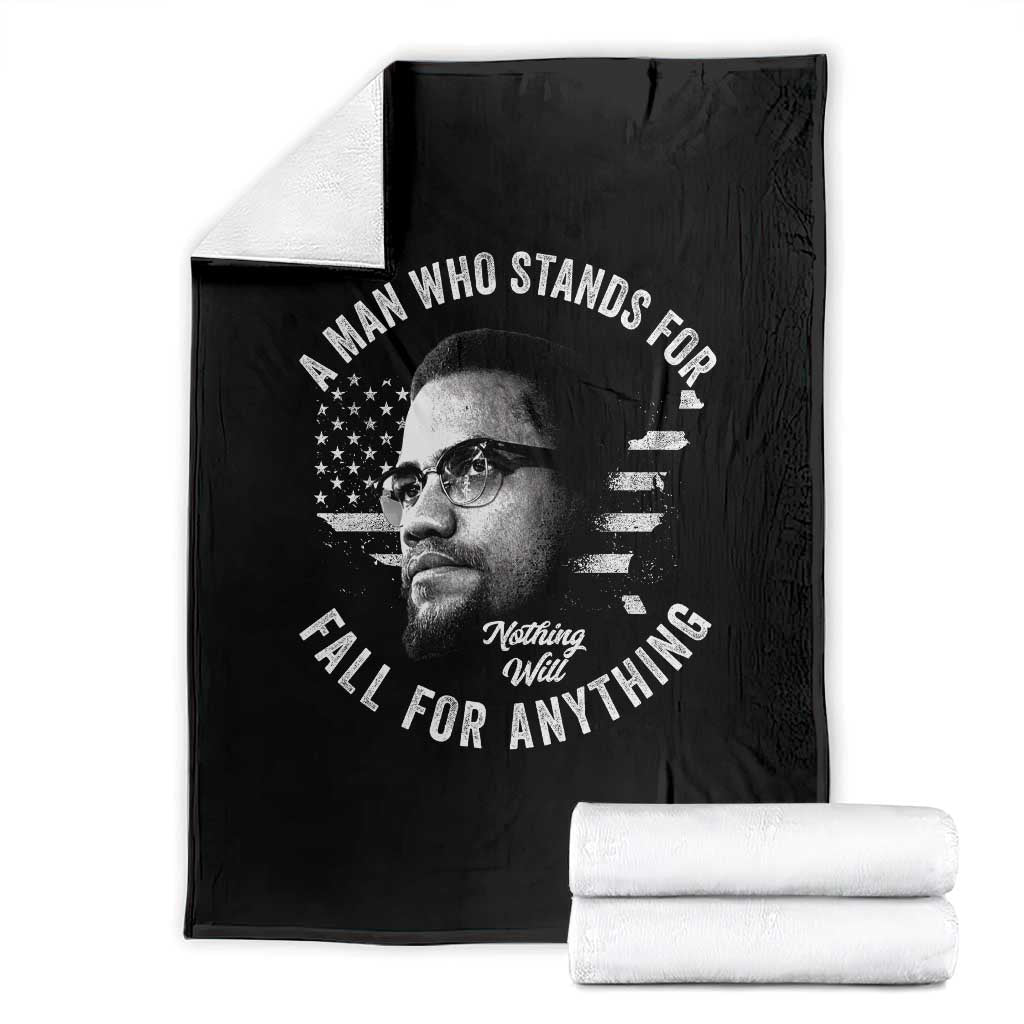 Malcolm X Throw Blanket A Man Who Stands For Nothing Will Fall For Anything American Flag - Wonder Print Shop