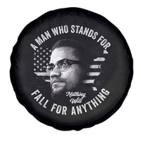 Malcolm X Spare Tire Cover A Man Who Stands For Nothing Will Fall For Anything American Flag - Wonder Print Shop