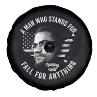 Malcolm X Spare Tire Cover A Man Who Stands For Nothing Will Fall For Anything American Flag - Wonder Print Shop