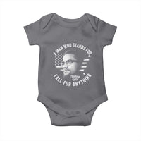 Malcolm X Baby Onesie A Man Who Stands For Nothing Will Fall For Anything American Flag - Wonder Print Shop