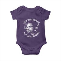 Malcolm X Baby Onesie A Man Who Stands For Nothing Will Fall For Anything American Flag - Wonder Print Shop