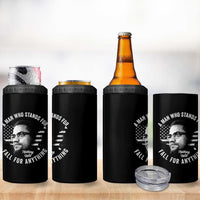 Malcolm X 4 in 1 Can Cooler Tumbler A Man Who Stands For Nothing Will Fall For Anything American Flag - Wonder Print Shop