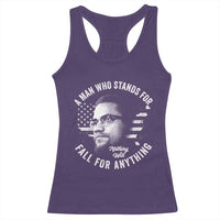 Malcolm X Racerback Tank Top A Man Who Stands For Nothing Will Fall For Anything American Flag - Wonder Print Shop