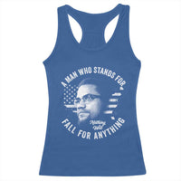 Malcolm X Racerback Tank Top A Man Who Stands For Nothing Will Fall For Anything American Flag - Wonder Print Shop