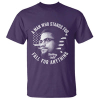 Malcolm X T Shirt A Man Who Stands For Nothing Will Fall For Anything American Flag - Wonder Print Shop