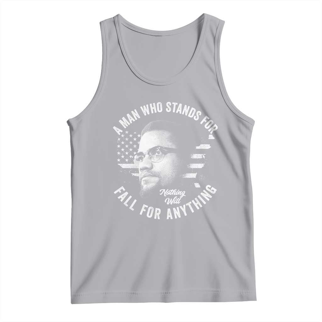 Malcolm X Tank Top A Man Who Stands For Nothing Will Fall For Anything American Flag - Wonder Print Shop