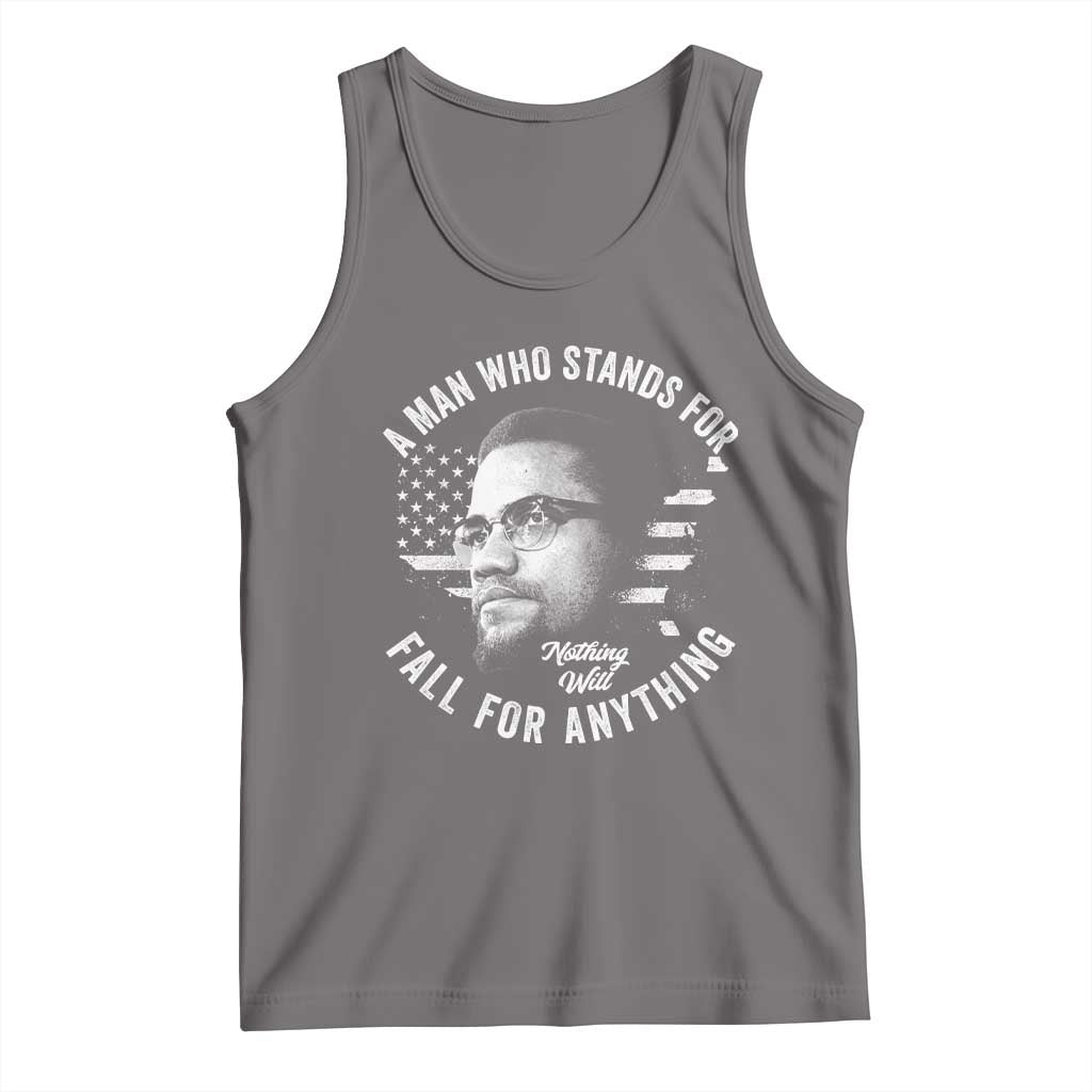 Malcolm X Tank Top A Man Who Stands For Nothing Will Fall For Anything American Flag - Wonder Print Shop