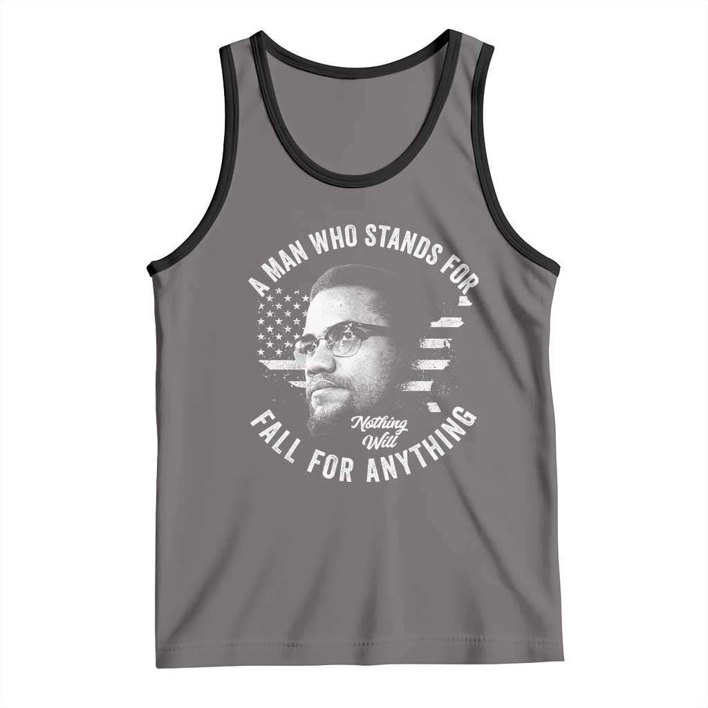 Malcolm X Tank Top A Man Who Stands For Nothing Will Fall For Anything American Flag - Wonder Print Shop