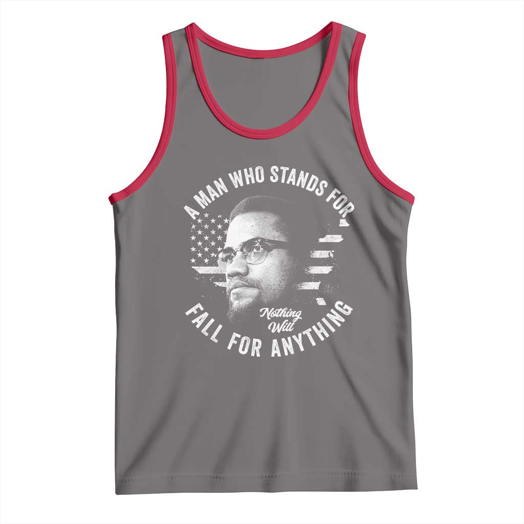 Malcolm X Tank Top A Man Who Stands For Nothing Will Fall For Anything American Flag - Wonder Print Shop