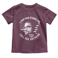 Malcolm X Toddler T Shirt A Man Who Stands For Nothing Will Fall For Anything American Flag - Wonder Print Shop