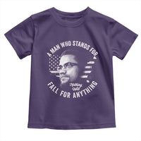 Malcolm X Toddler T Shirt A Man Who Stands For Nothing Will Fall For Anything American Flag - Wonder Print Shop