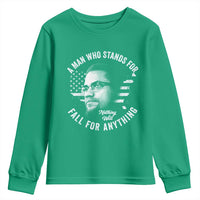 Malcolm X Youth Sweatshirt A Man Who Stands For Nothing Will Fall For Anything American Flag - Wonder Print Shop