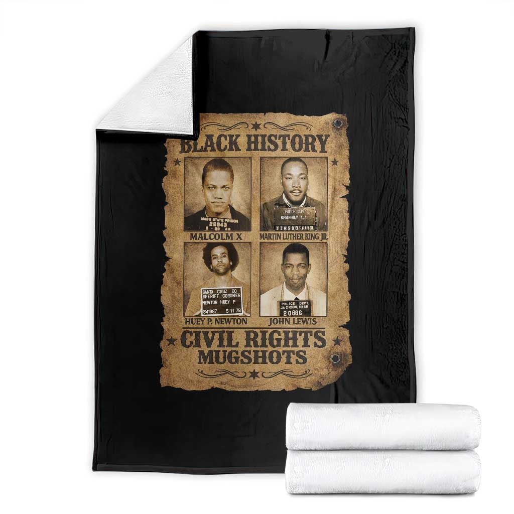 Black History Civil Rights Mugshots Throw Blanket Malcolm X MLK John Lewis Huey P Newton