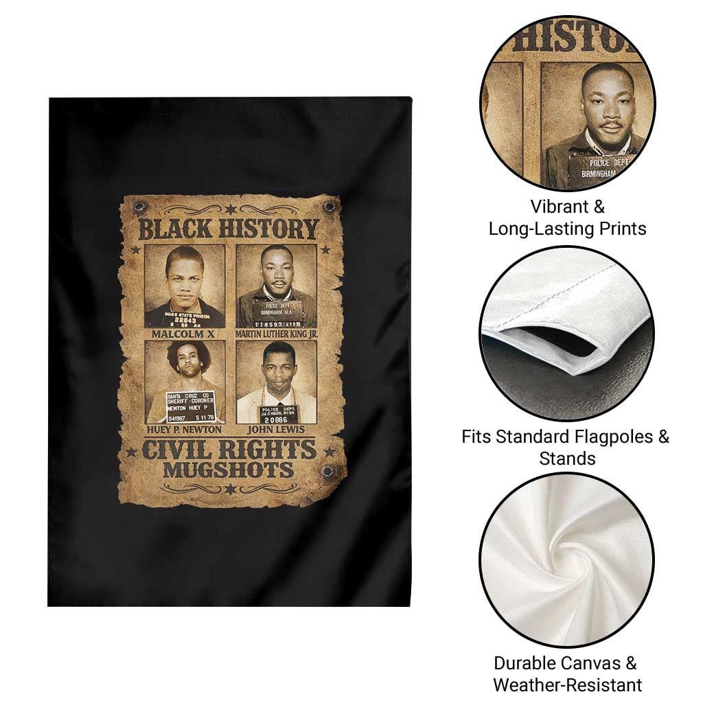 Black History Civil Rights Mugshots Garden Flag Malcolm X MLK John Lewis Huey P Newton