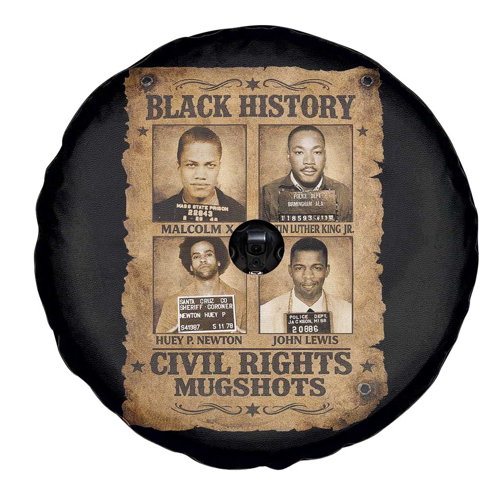 Black History Civil Rights Mugshots Spare Tire Cover Malcolm X MLK John Lewis Huey P Newton