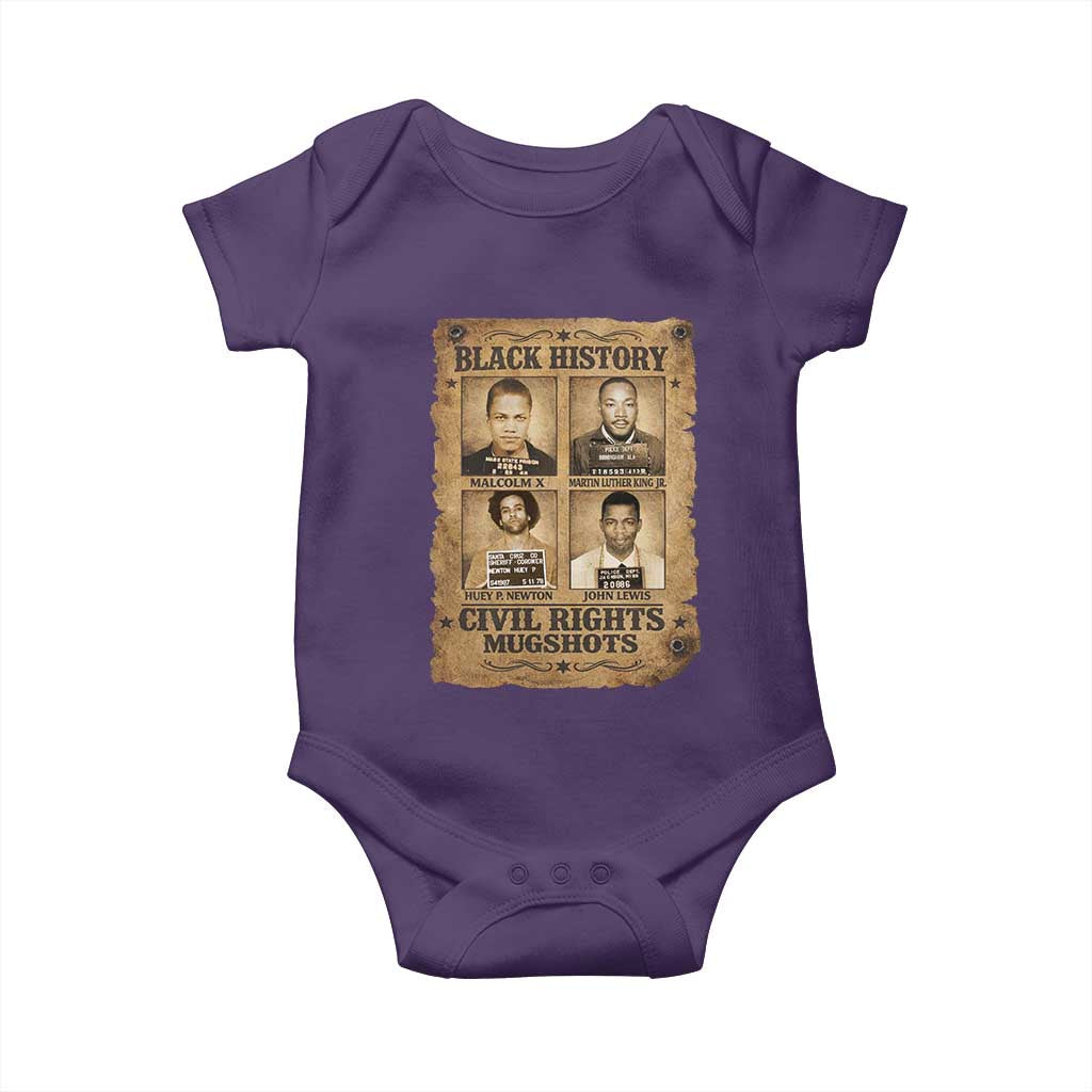 Black History Civil Rights Mugshots Baby Onesie Malcolm X MLK John Lewis Huey P Newton