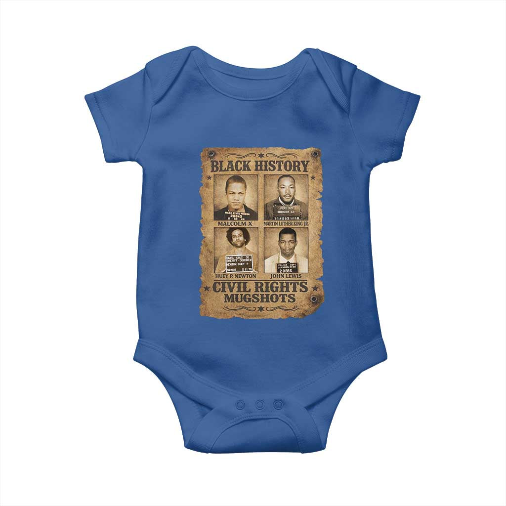 Black History Civil Rights Mugshots Baby Onesie Malcolm X MLK John Lewis Huey P Newton