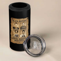 Black History Civil Rights Mugshots 4 in 1 Can Cooler Tumbler Malcolm X MLK John Lewis Huey P Newton