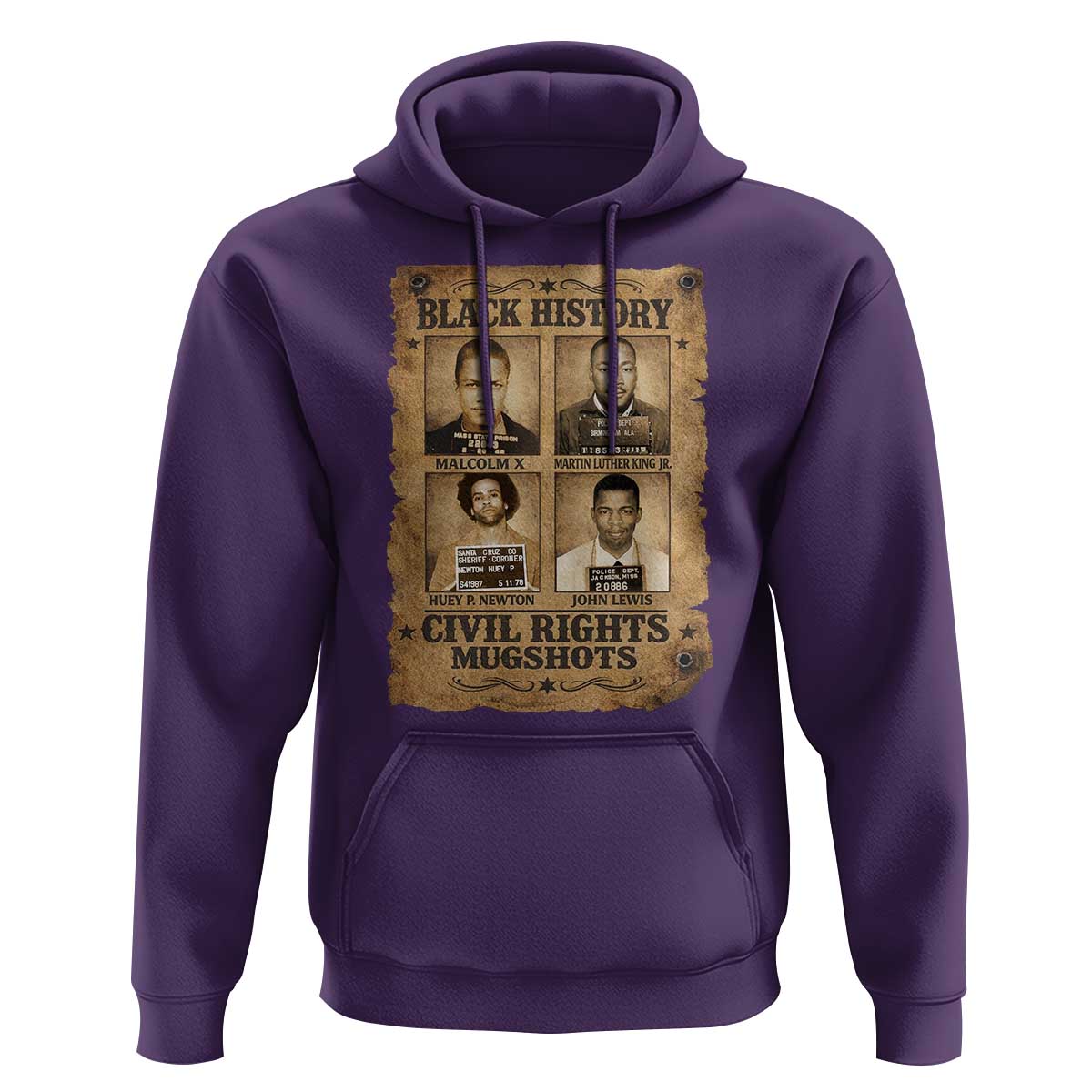 Black History Civil Rights Mugshots Hoodie Malcolm X MLK John Lewis Huey P Newton