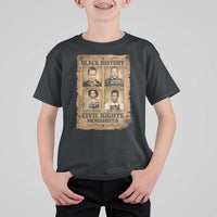 Black History Civil Rights Mugshots T Shirt For Kid Malcolm X MLK John Lewis Huey P Newton